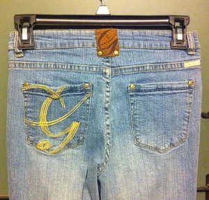 G unit Cute Blue Gold & Bling Logo Rhinestone Jeans Size 12 FINAL SALE - Picture 1 of 5