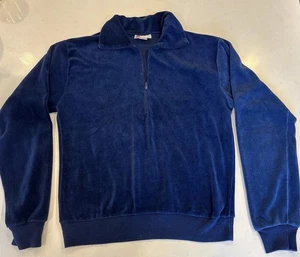 Vintage Kings Road Velour Pullover 3/4 Zip Herren Medium/Large blau Kragen 1970er - Bild 1 von 9