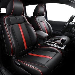 Leather Seat Covers 3rd Gen Tacoma Double & Crew Cab 2016-2023 ( Black-Red ) - Bild 1 von 6