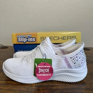 Skechers Women’s Hands Free Slip-Ins Ultra Flex 3.0 150175/WHT Shining Glitz 9 - Picture 1 of 13