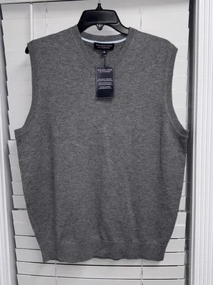 NWT Roundtree and Yorke Sweater Vest Mens Medium Gray 100% Cotton - Image 1 of 4
