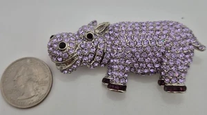 Off Park Collect (TM) Multi Color Crystal, Silver Tone Hippo Brooch - Picture 1 of 2