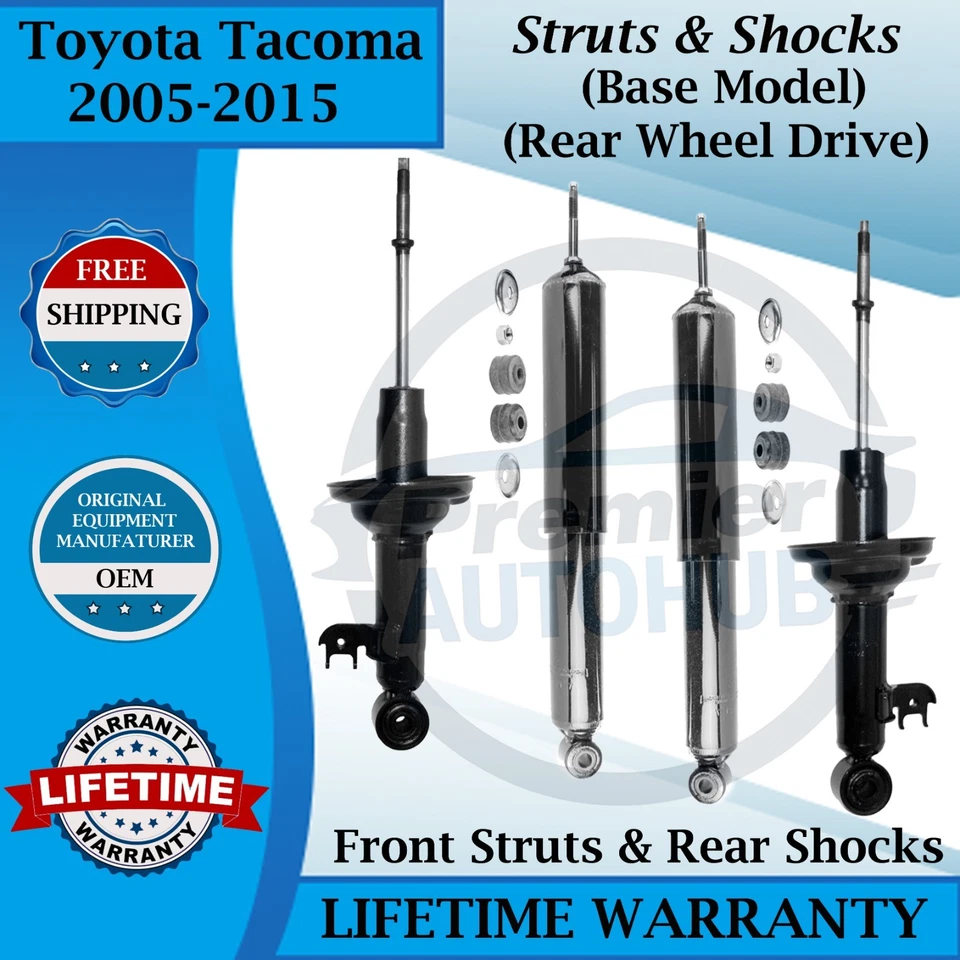 Amortiguadores delanteros y traseros Monroe OEM para Toyota Tacoma 2005-2015 2x2 de por vida con Foto 1 de 4