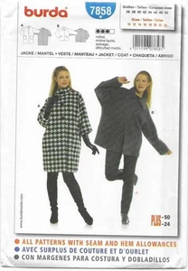 B169 BURDA 7858: COAT & JACKET SIZE 10-24 SEWING PATTERN - Picture 1 of 2
