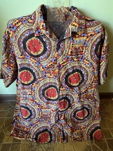 Camisa para hombre Successa Uomo by Phita 3XL lino mangas cortas rojo amarillo azul - Imagen 1 de 3