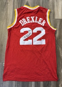 Clyde Drexler Signed Houston Rockets Jersey NBA Champion HOF Proof Read Descrip - Picture 1 of 8