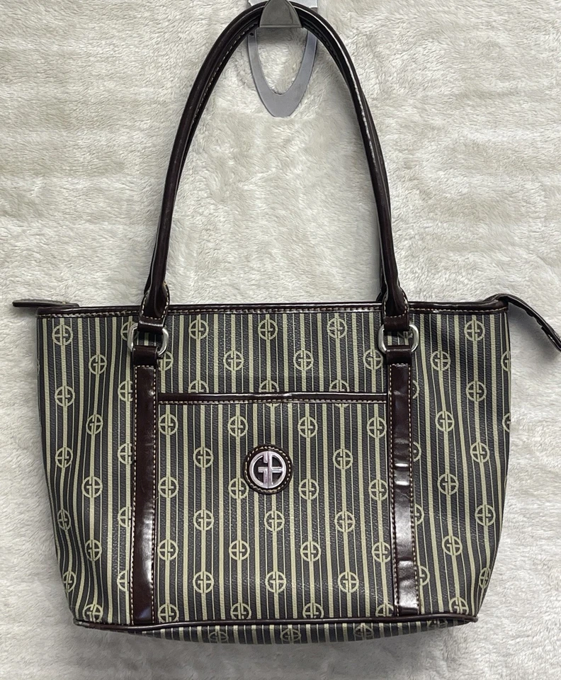 Bolsa de mão Giani Bernini alça dupla bolsa de ombro assinatura bolsa listrada - Imagem 1 de 4