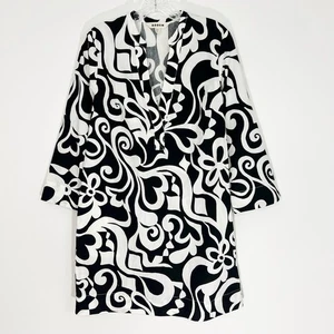 Mini Vestido Boden Negro Blanco Estampado Muesca Cuello Talla 6 - Imagen 1 de 9