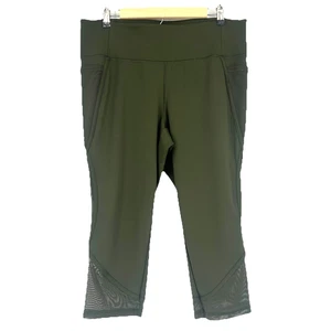Leggings Lane Bryant Livi Active verde oliva cropped tasche a rete taglia 18/20 - Foto 1 di 8