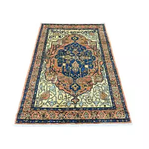 4 Fuß 2 Zoll x 6 Fuß Orange Peshawar Fereghan Saroogh Design Vollwolle Handgeknüpfter Teppich R20695 - Bild 1 von 6