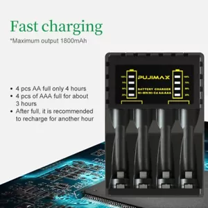 AA/AAA PUJIMAX 4 Slots Electric Battery Charger Intelligent Fast LED-Indicator- - Imagen 1 de 1