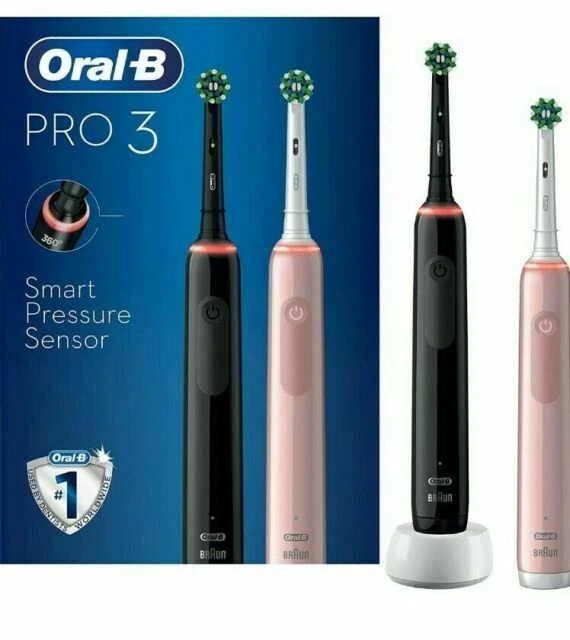 Oral-B Pro 3-3900 Electric Toothbrushes - Pink/Black (Pack of 2)