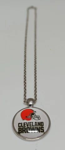 Cleveland Browns NFL Team Logo Necklace 19 Inch Chain With Lobster Claw Clasp Cover