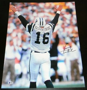VINNY TESTAVERDE AUTOGRAPHED SIGNED NEW YORK JETS 16x20 PHOTO BECKETT - Picture 1 of 1