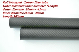 2pcs OD30 32 33 34 35 36 38 40 42mm L500mm 3K Carbon Fiber Tube Roll Wrapped - Picture 1 of 9