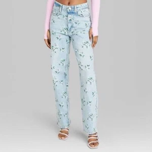 Wild Fable 90er Relaxed Straight Jeans High Rise Allover Blumenmuster Gr. 0 28/30 - Bild 1 von 9