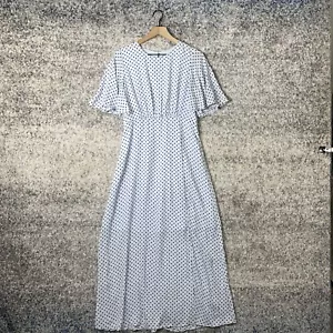 Who What Wear Womens White Black Polka Dot Short Sleeve Long Maxi Dress Size S - Picture 1 of 12