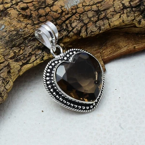 Pintoresco Ahumado Piedra Topacio 925 Plata de Ley Handmade Colgante 5.3cm - Imagen 1 de 3