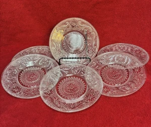 Indiana Glass Sandwich Pattern Clear 6.5" Luncheon Plate Set Of 6 - Picture 1 of 5