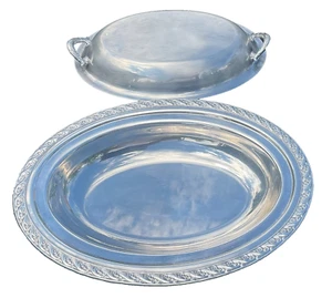 BANDEJA DE SERVIR PARA TAZÓN DE COMPAÑÍA INTERNATIONAL PLATEADA DISEÑO ROSA CON CUBIERTA - Imagen 1 de 11
