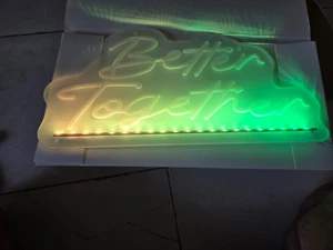 "Better Together" Lighted sign 16x8 changing color light in box with hang chain - Picture 1 of 6