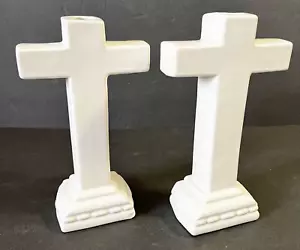 Haeger Kerzenhalter weiß Porzellan Kreuz Kegel Taufe Hochzeit Konfirmation - Bild 1 von 14
