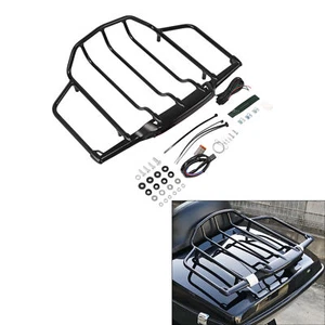 LED Light Trunk Luggage Rack Fit For Harley Tour Road Glide 93-13 Black Air Wing - Picture 1 of 15