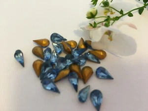 15 Vintage Czech Pear shape Colour Option Foiled rhinestone 8x4.8mm CRAFT REPAIR - Picture 1 of 16