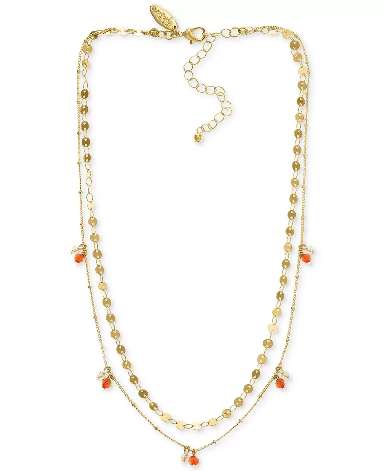 STYLE & CO Gold-Tone Disc & Shaky Bead Layered Strand Necklace, 16" + 3" ext Foto 1 de 1