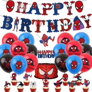 Spiderman Happy-Party Geburtstagsdeko Luftballons Banner Cupcake Toppers Kinder