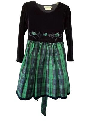 Vestido Vintage Niña 4 Ediciones Raras Cuadros Azul Verde Encaje Pascua Bautizo Foto 1 de 4