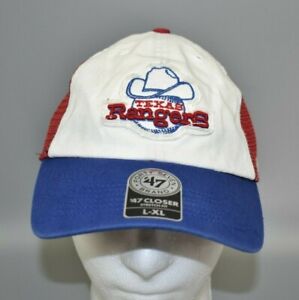 Texas Rangers '47 Brand MLB Stretch Fit Relaxed Fitted Mesh Cap Hat - Size: L/XL