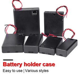 2 3 4 6 8x 1.5V AA AAA 9V 18650 Battery Holder Storage Case w/ Cover Wire Lead
