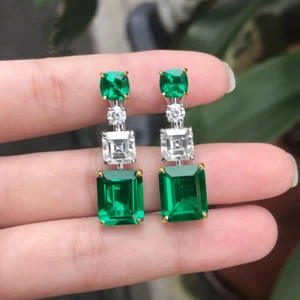 Splendido orecchino goccia pieno argento 925 donna gioielli zirconi una coppia - Foto 1 di 3
