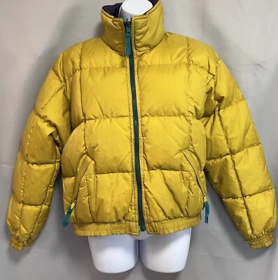 Chaqueta de Colección Años 80 Eddie Bauer Puffer Plumón de Ganso Talla Mediana Pullover Azul Reversible Foto 1 de 4