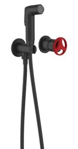 Industrial Style Bidet Sprayer Black with Red Handle - Picture 1 of 2