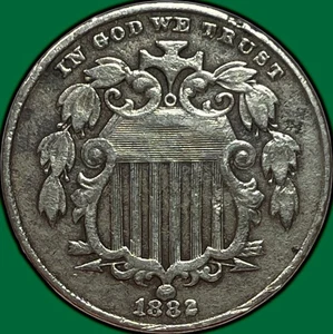 1882 Shield Nickel Extremely Fine XF Coin, Lightly Cleaned #28970 - Picture 1 of 3