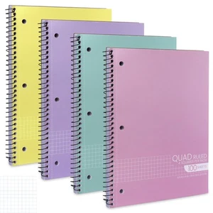 Graph Paper Spiral Notebook - Graph Paper Notebook, Quad Ruled Grid Notebooks... - Picture 1 of 5