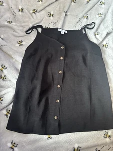 Ladies Warehouse Black Cami Button Top Uk 10 - Picture 1 of 2