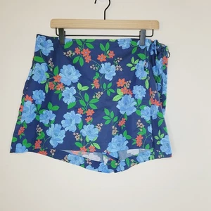 Cravatta laterale J.Crew cotone popeline blu stampa peonia donna nuova con etichette taglia 14 tropicale - Foto 1 di 12