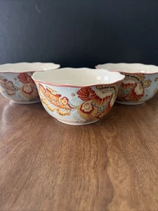 222 Fifth GABRIELLE FRÜHLING BLAU Suppe Müslischale rund 5 3/4" Paisley 3er Set - Bild 1 von 3