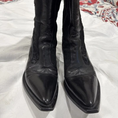 Deslumbrante GIANNI BARBATO Preto PYTHON CROC PONY e BOTAS DE COURO Tamanho 39 - Imagem 1 de 4