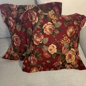 vtg waverly Plum Red Accent Or Decorative Cushions/ Pillows Set Of 2 - Picture 1 of 8