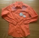 NWT Wranglers Sz S Long Sleeve  Snap Western Shirt Orange
