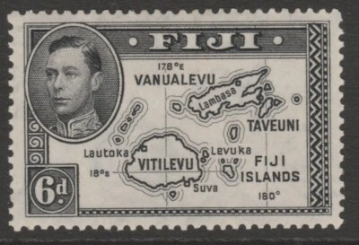 Fiji COMO NUEVO sg261a GVI 1938-55 6d violeta-negro Foto 1 de 2