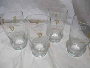Guinness Brewed In Dublin gold Harp Beer Glasses Set Of Four (4) double sided - Picture 1 of 5