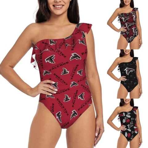 Atlanta Falcons One Shoulder Ruffle Swimsuits Sexy Women's Bikini Swimsuit Cover