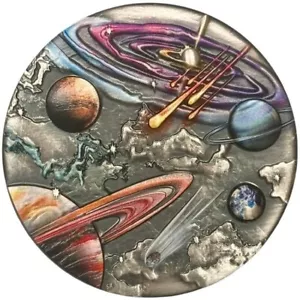 Moneda de plata Universe Starry Sky and Planets 2024 de 5 oz Tuvalu Perth Mint - Imagen 1 de 5