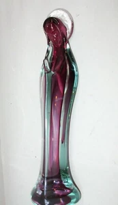 Holy Virgin Flashed Glass MURANO blue/red 10" Height VINTAGE TOP - Picture 1 of 2