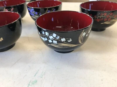 Японские чаши с ручной росписью набор палочек для еды черный с чехлом - Изображение 1 из 4